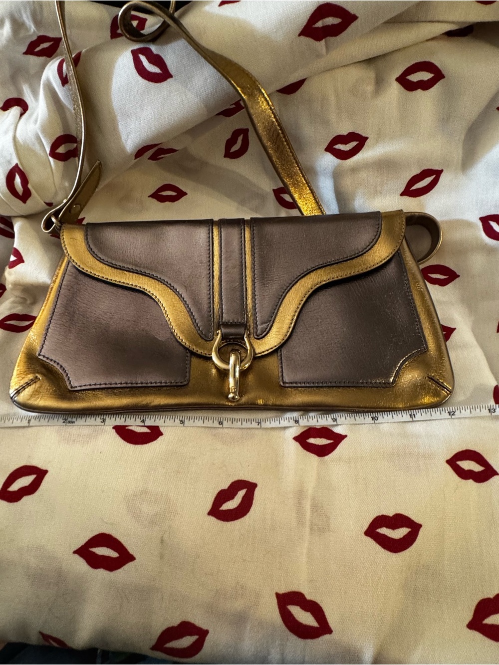 Vintage Kate Spade gold and copper Sutton Metallic leather disco shiny Y2K Rare - Picture 10 of 11